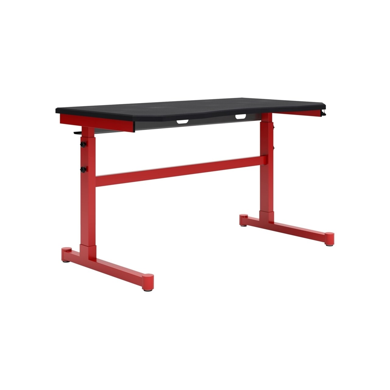 Saltoro Sherpi Aria 48 Inch Modern Home Office Desk, Monitor Stand, Metal, Black, Red-